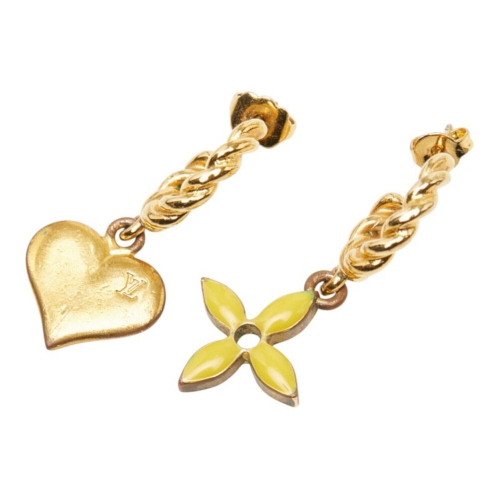 Louis Vuitton Boucle d'Oreilles Sweet Monogram Earrings M65370 Gold Plated Wo...
